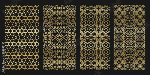 Golden jewish seamless with hexagon and ornament pattern pack photo
