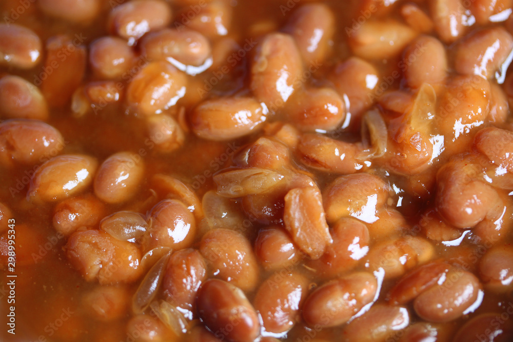 Close view of Puerto Rico style stewed pink beans. Close view of Puerto Rico style stewed pink beans.