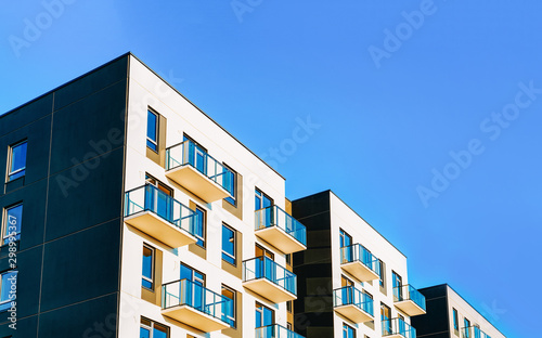 Fragment of Modern residential apartment with flat buildings exterior