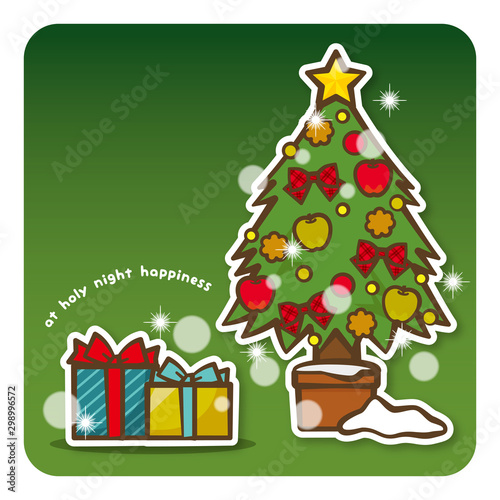 はっぴークリスマス　クリスマスツリーとあなたへのプレゼント（緑）