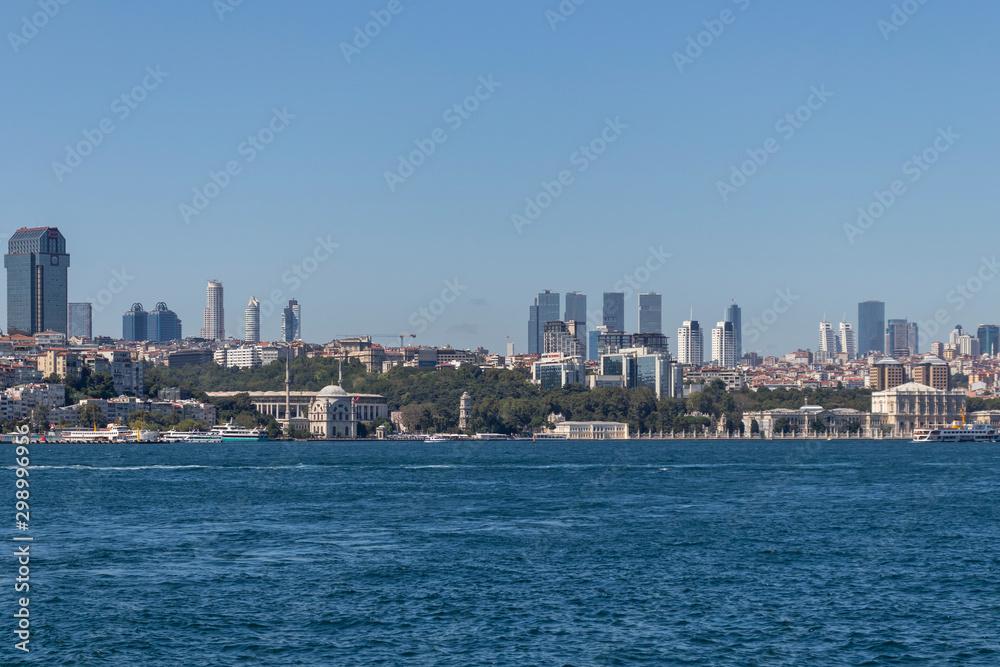 Amazing Cityscape from Bosporus to city of Istanbul