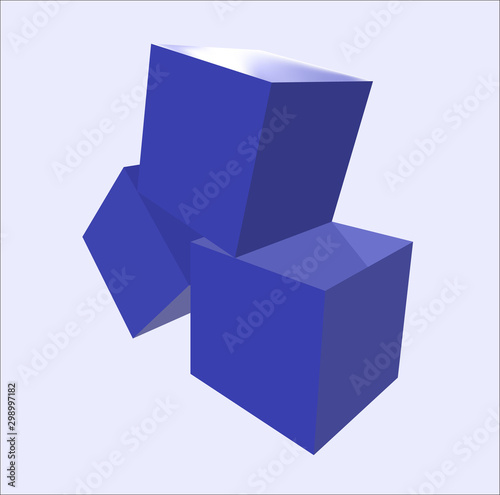 vector 3d cubes in blue shaded balance on white background