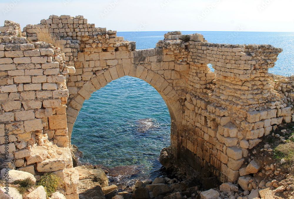 Korikos fortress in the Turkish province of Mersin on the Mediterranean coast, ancient ruins