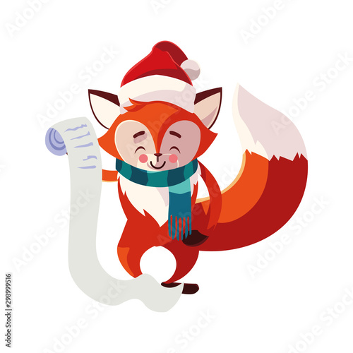 Merry christmas fox cartoon vector design © djvstock