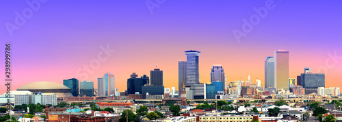 Colorful Panorama of New Orleans Skyline