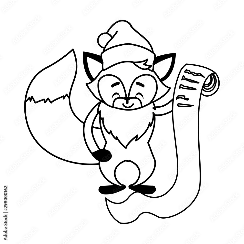 Fototapeta premium Merry christmas fox cartoon vector design