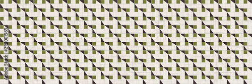 Retro Abstract Grid Mosaic Border  Seamless Pattern. Architectural Geo Edge Background. Retro 1960s Style Tiled Kitchen Textile Trim Packaging,  Color Block Geometric Art Deco Banner. Vector Eps 10 