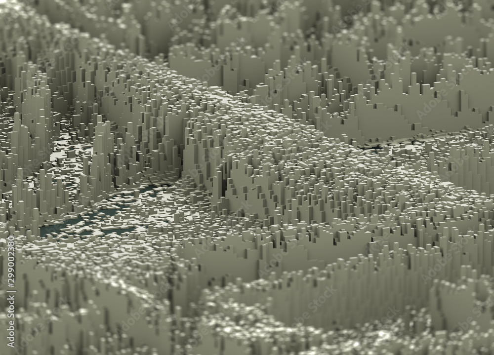 Fototapeta premium voxel desolate ruins computer generated illustration 