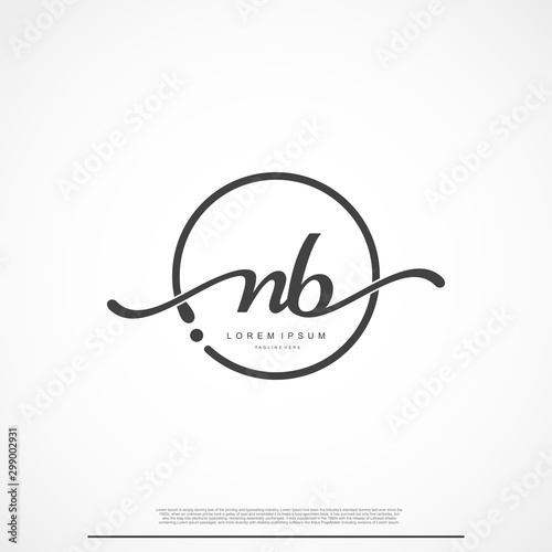 Elegant Signature Initial Letter NB Logo With Circle.