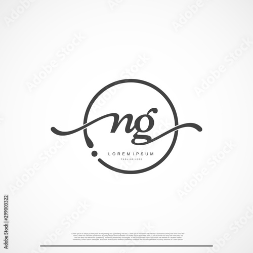 Elegant Signature Initial Letter NG Logo With Circle.