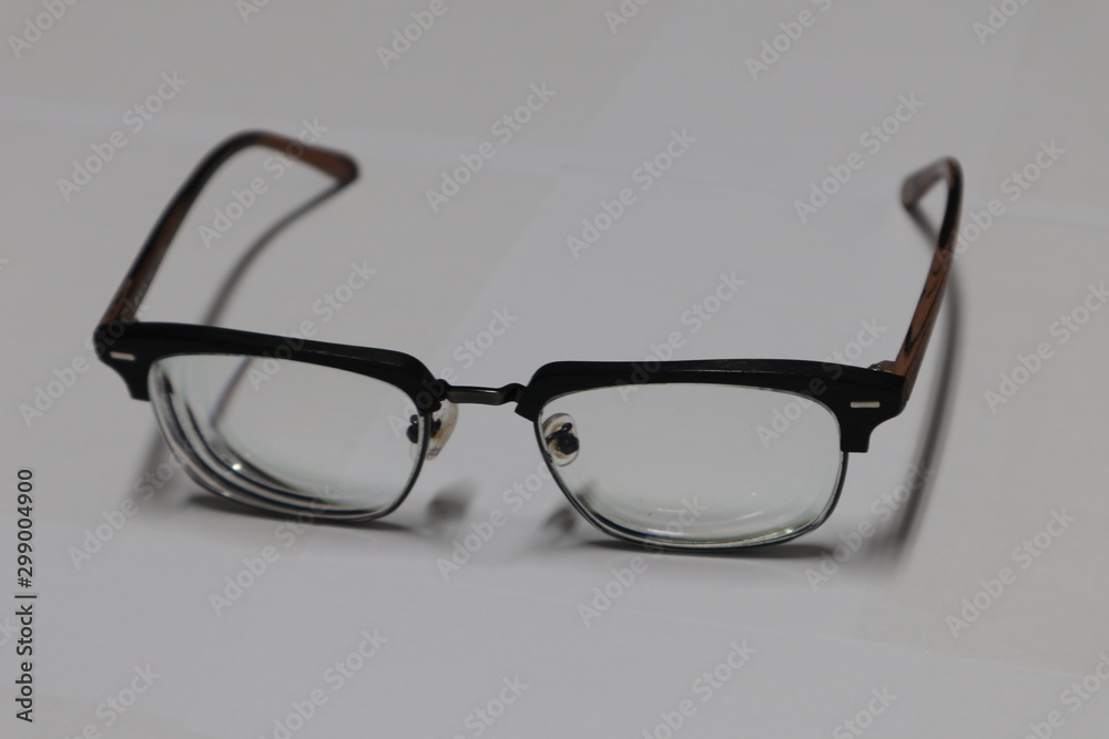 Urban glasess south korean style and wood frame on the white isolated background Urban glasess south korean style and wood frame on the white isolated background