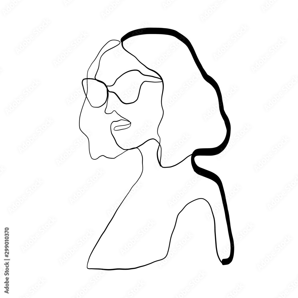 Painting one line young woman or girl portrait face, beauty single icon, simple fashion logo, continuous hand drawing art. Painting one line young woman or girl portrait face, beauty single icon, simple fashion logo, continuous hand drawing art.