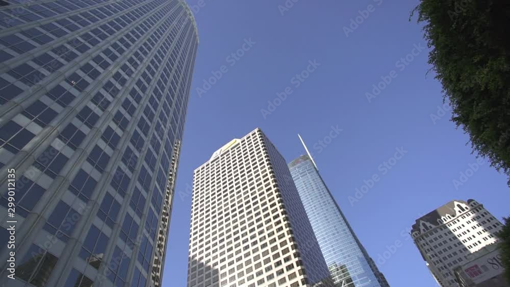 Wide shot of the avenue downtown Los Angeles LA skyscrapers Wide shot of the avenue downtown Los Angeles LA skyscrapers