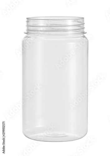 Plastic jar food packaging (with clipping path) isolated on white background