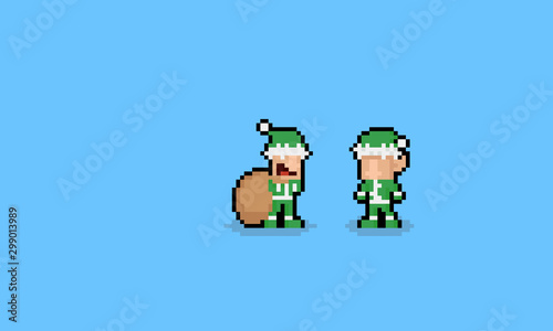 Pixel art cute cartoon elf characters.