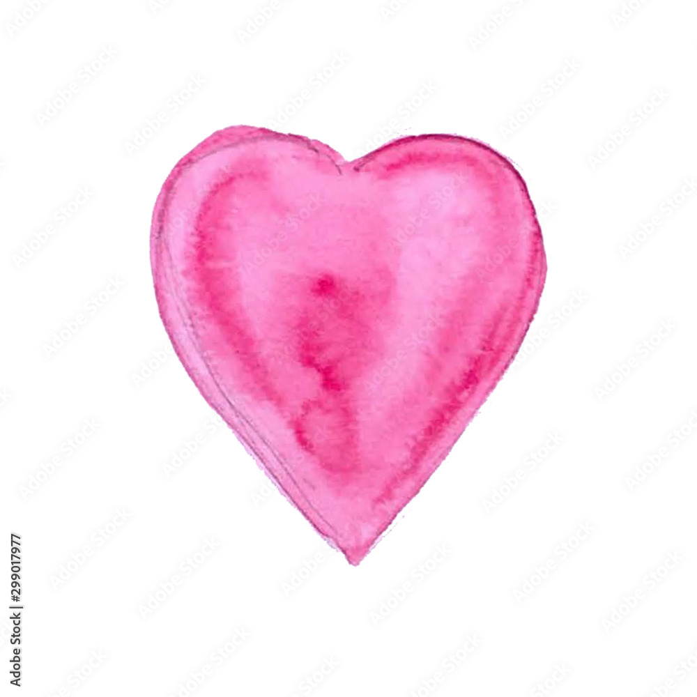 Watercolor heart. Elements on an isolated white background. Spring. Summer. Valentine's Day. Love and tender feelings.
