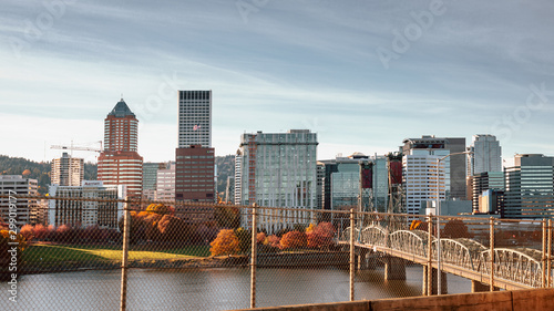 Canvastavla Portland downtown skyline view from highway in Oregon state
