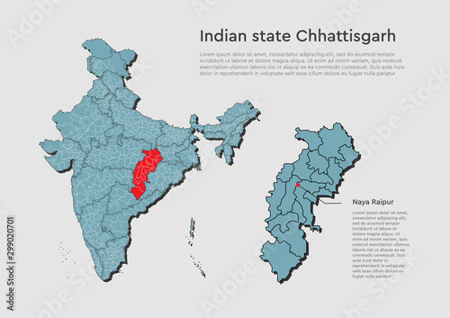 India country map and Chhattisgarh state template