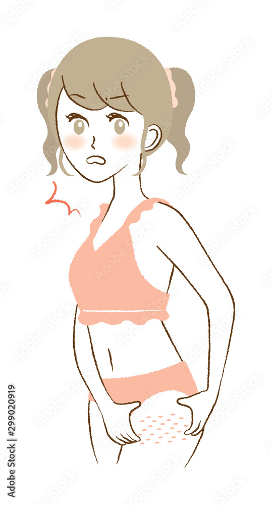 Woman is surprised by fat in legs Woman is surprised by fat in legs