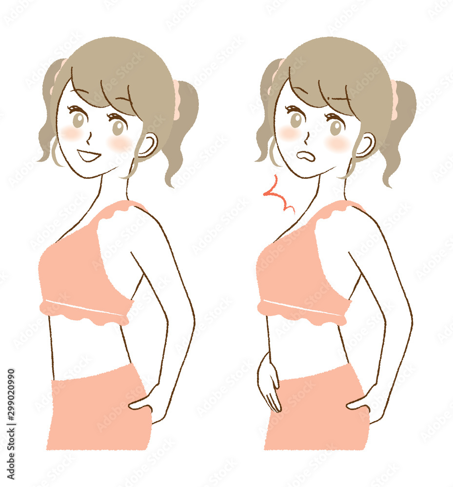 Illustration of a woman pinching ass meat Illustration of a woman pinching ass meat