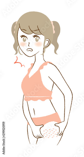 Woman is surprised by fat in legs