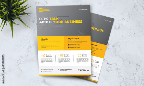 A4 minimalist modern elegant business template flayer vol 39 with orange, white and grey color cmyk ready to print in vector editable layer