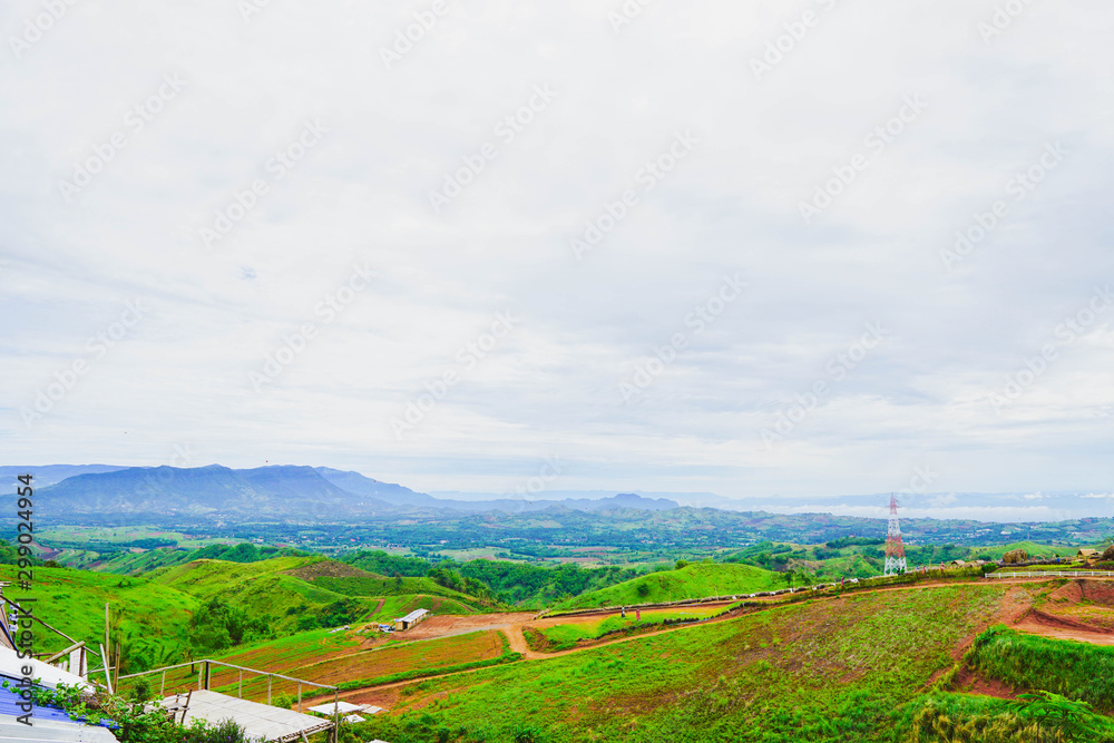 Fresh green mountainand and cloudy sky in morning, at Khao Kho, Phetchabun, Thailand