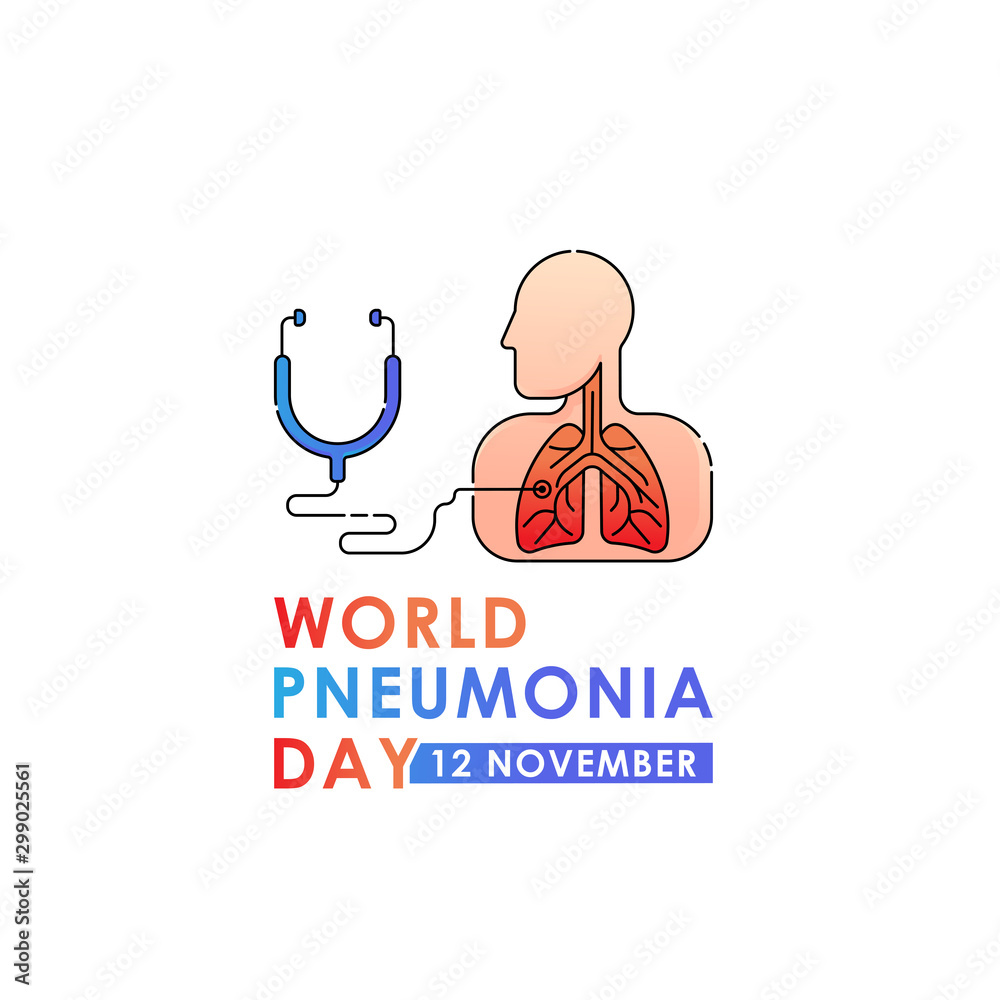 World Pneumonia Day Lungs Vector logo poster illustration of World
