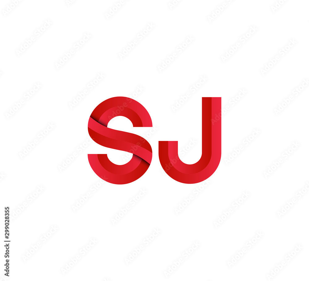 Initial two letter red 3D logo vector SJ