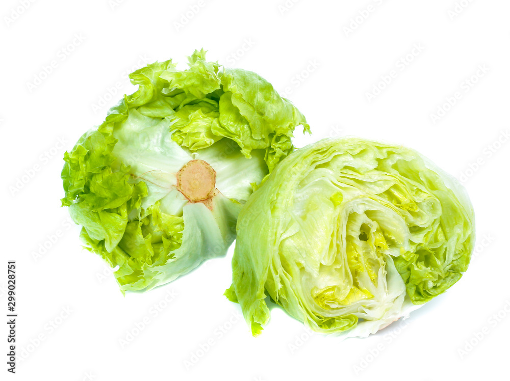 Green Iceberg lettuce on White Background Green Iceberg lettuce on White Background
