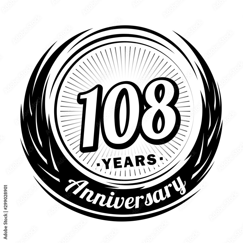 108 years anniversary. Anniversary logo design. One hundred and eight years logo. 108 years anniversary. Anniversary logo design. One hundred and eight years logo.