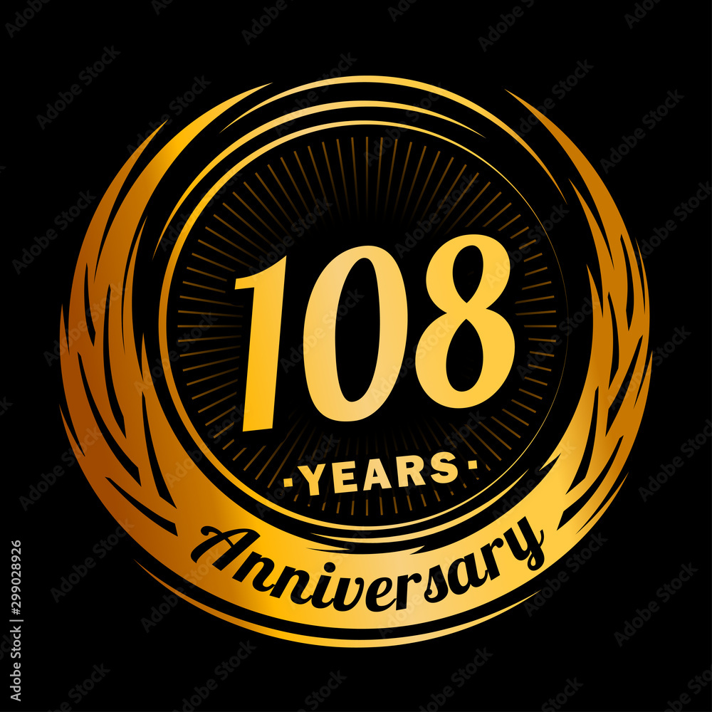 108 years anniversary. Anniversary logo design. One hundred and eight years logo.