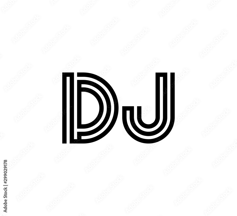 Initial two letter black line shape logo vector DJ Initial two letter black line shape logo vector DJ