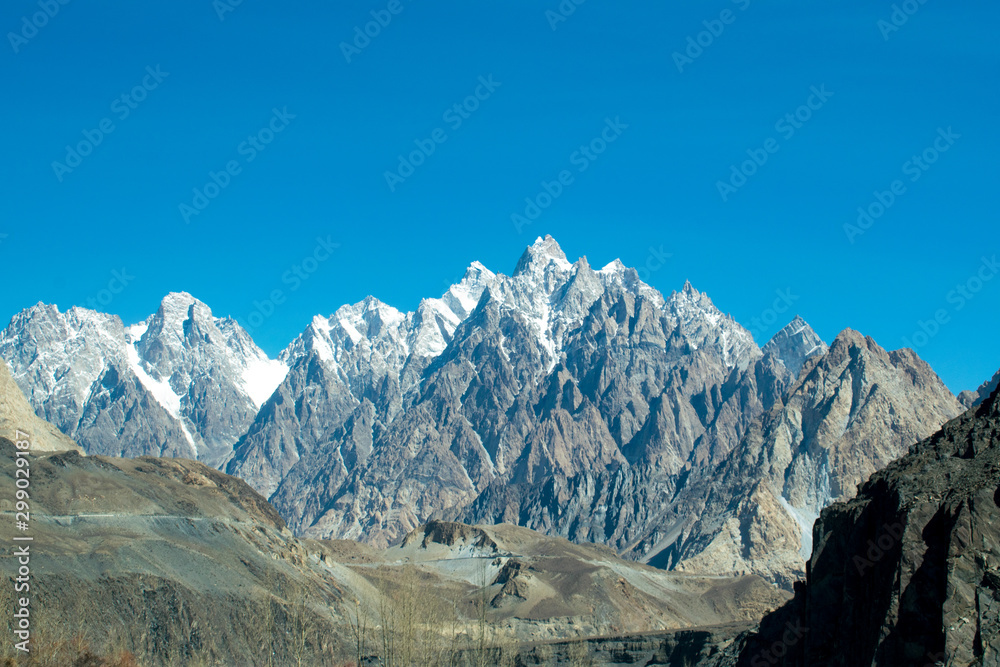 Mountain View of Passu Cones, Hunza, Gilgit-Baltistan, Pakistan