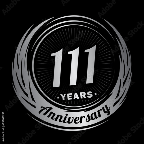 111 years anniversary. Anniversary logo design. One hundred and eleven years logo.