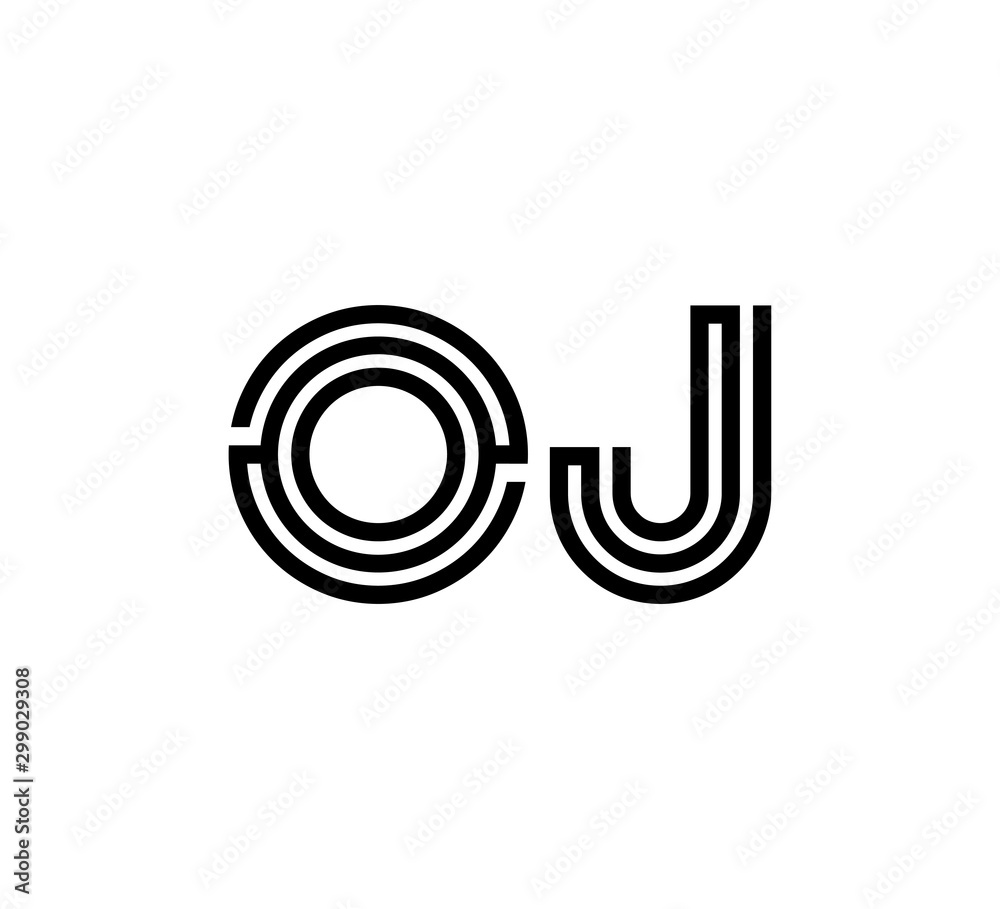 Initial two letter black line shape logo vector OJ Initial two letter black line shape logo vector OJ