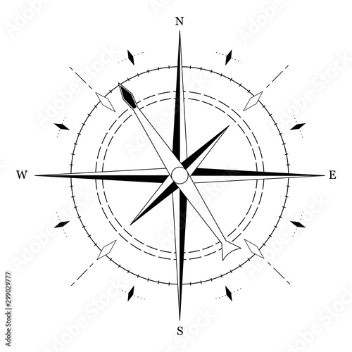 Simple sign of compass isolated on white background. Vector illustration
