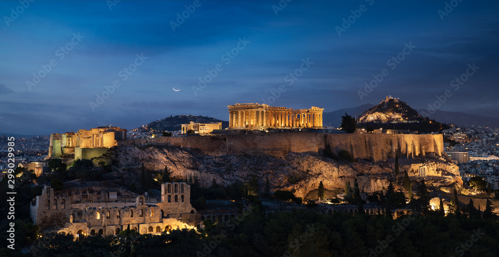 Greece Athens Acropolis Blue Hour