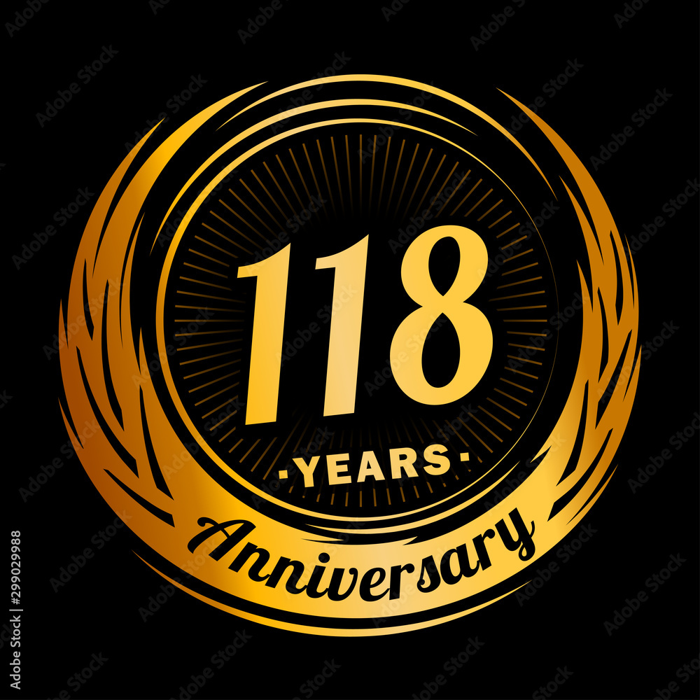 118 years anniversary. Anniversary logo design. One hundred and eighteen years logo.