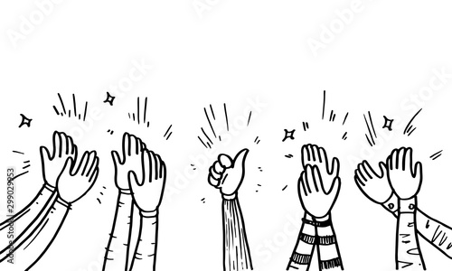 Hand Drawn sketch style of Human hands clapping ovation photo