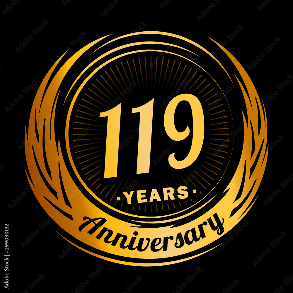 119 years anniversary. Anniversary logo design. One hundred and nineteen years logo.