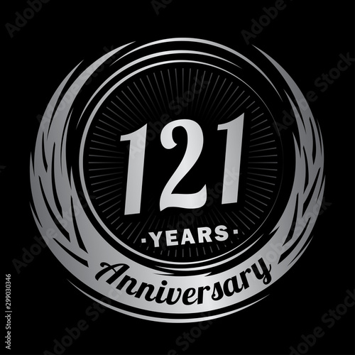121 years anniversary. Anniversary logo design. One hundred and twenty-one years logo.