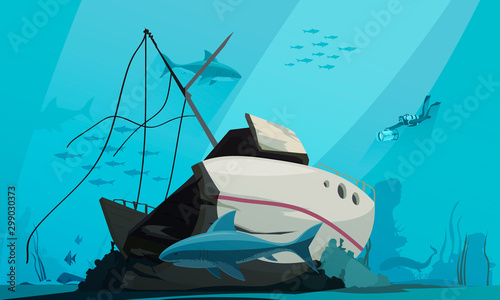 Wreck  Diving Underwater Composition 