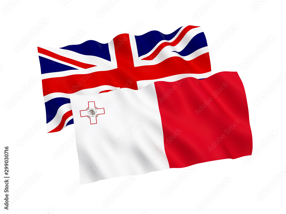 Fototapeta premium Flags of Malta and Great Britain on a white background
