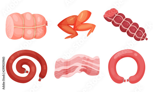 Sausage Product Vector Isolated On White Background Set
