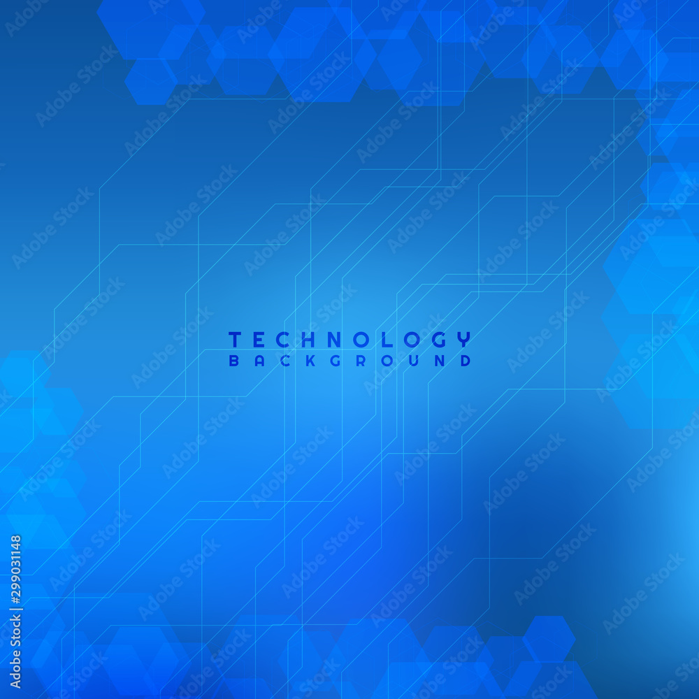 Technology background modern line and hexagon shape design blue color backdrop