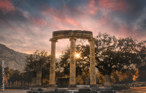 Sunset at Ancient Olympia Greece photo