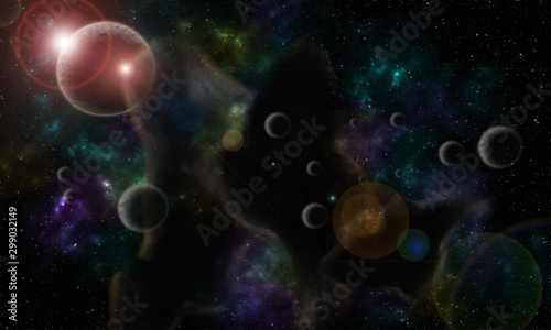 Star and nebula system, nebula illustration