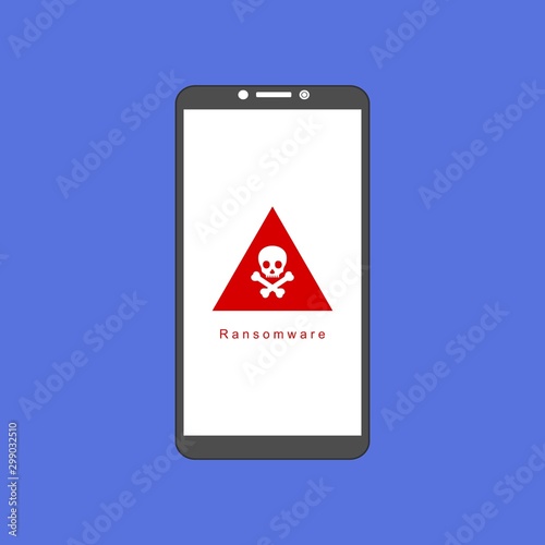 smartphone virus alert. Malware trojan notification on smartphone screen. Hacker attack and insecure internet connection vector concept. Illustration of internet virus malware