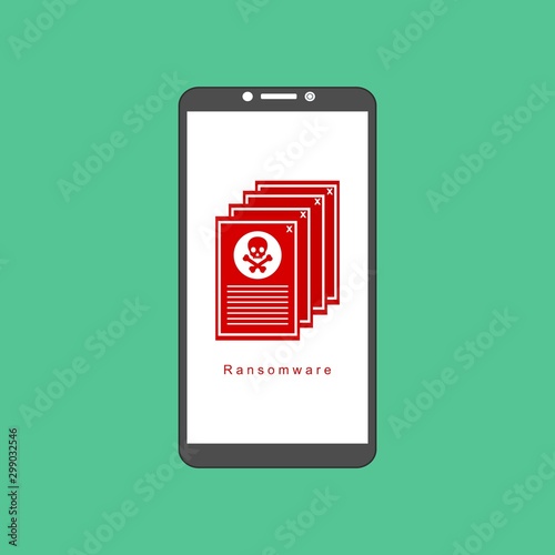 smartphone virus alert. Malware trojan notification on smartphone screen. Hacker attack and insecure internet connection vector concept. Illustration of internet virus malware